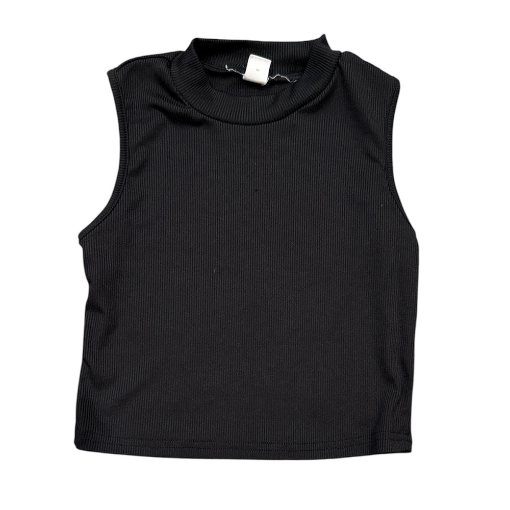 Sleeveless Ribbed Mock-Neck Tank Top for Girls